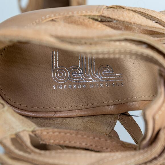 Belle Sigerson Morrison Wedge Sandals Tan Leather Gladiator US 6 EUC - Picture 10 of 14